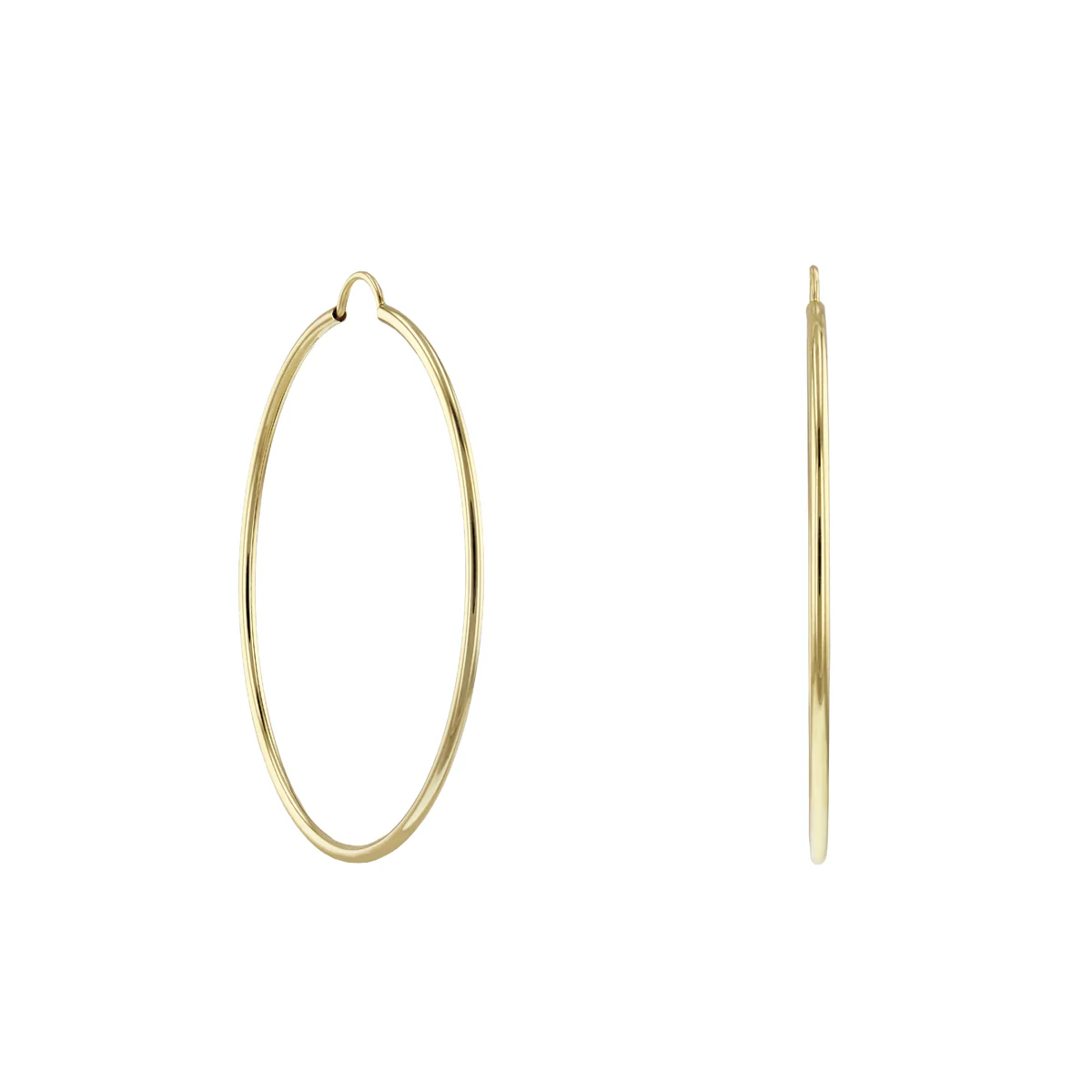 Soleil Collection 40mm Plain Flexible Hoop Earrings | 9K Solid Yellow Gold