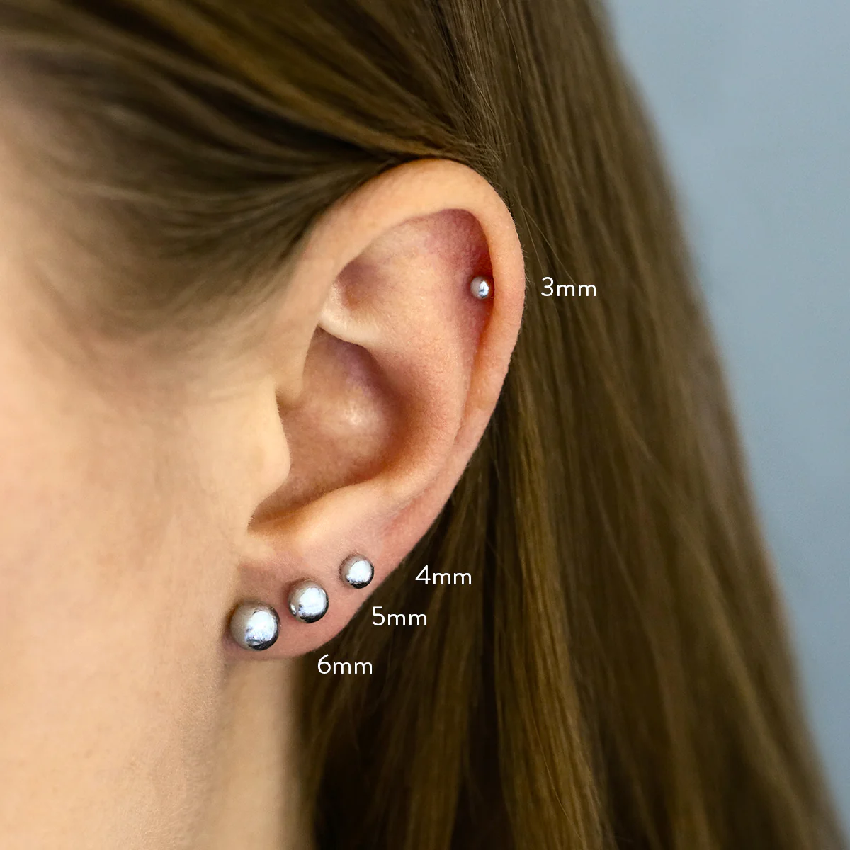 Soleil Collection 4mm Ball Stud Earrings | 9K White Gold - Image 7