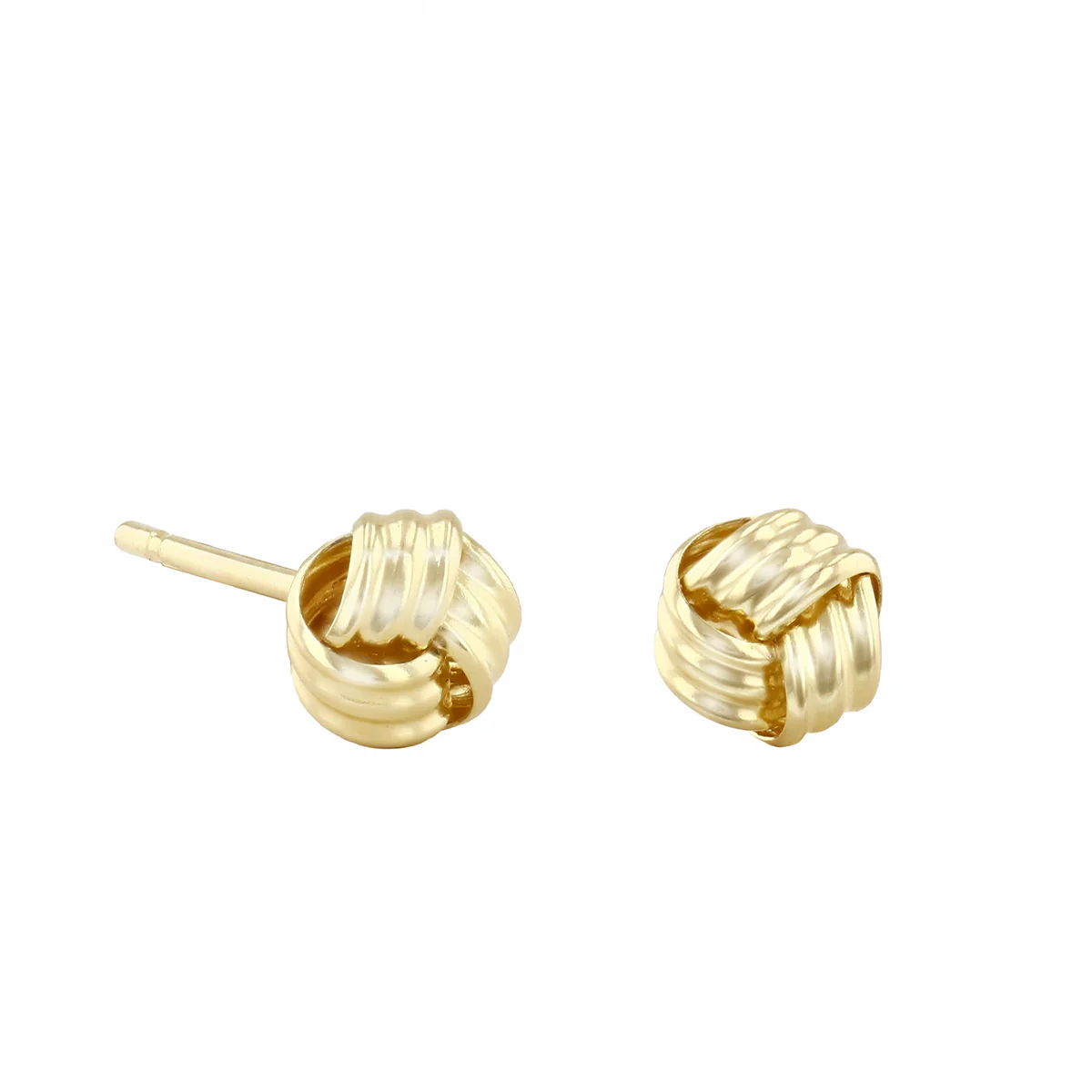 Soleil Collection 5mm Ribbed Knot Stud Earrings | 9K Yellow Gold