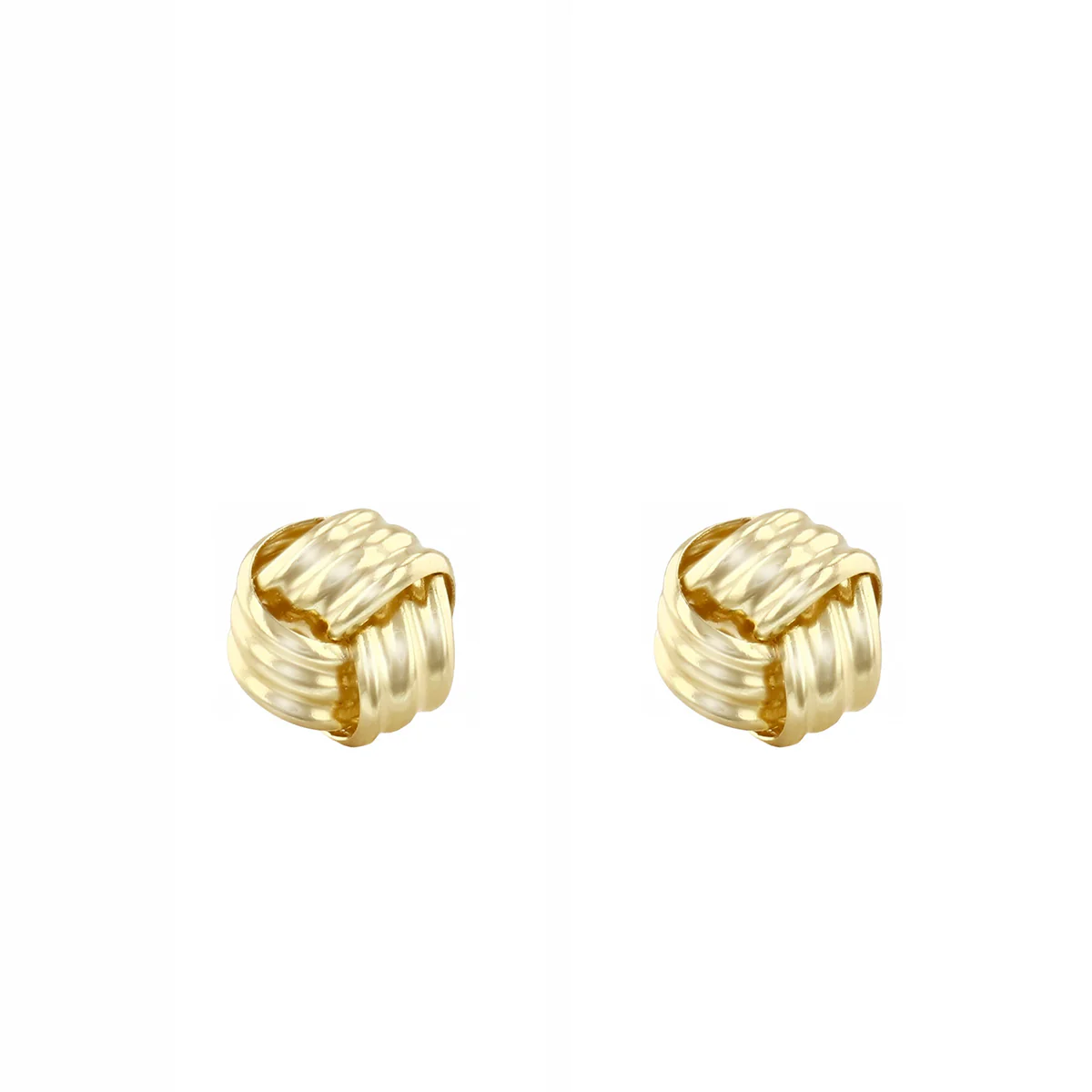 Soleil Collection 5mm Ribbed Knot Stud Earrings | 9K Yellow Gold - Image 2