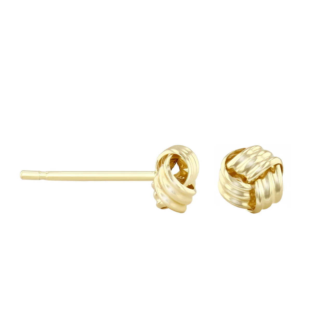 Soleil Collection 5mm Ribbed Knot Stud Earrings | 9K Yellow Gold - Image 3
