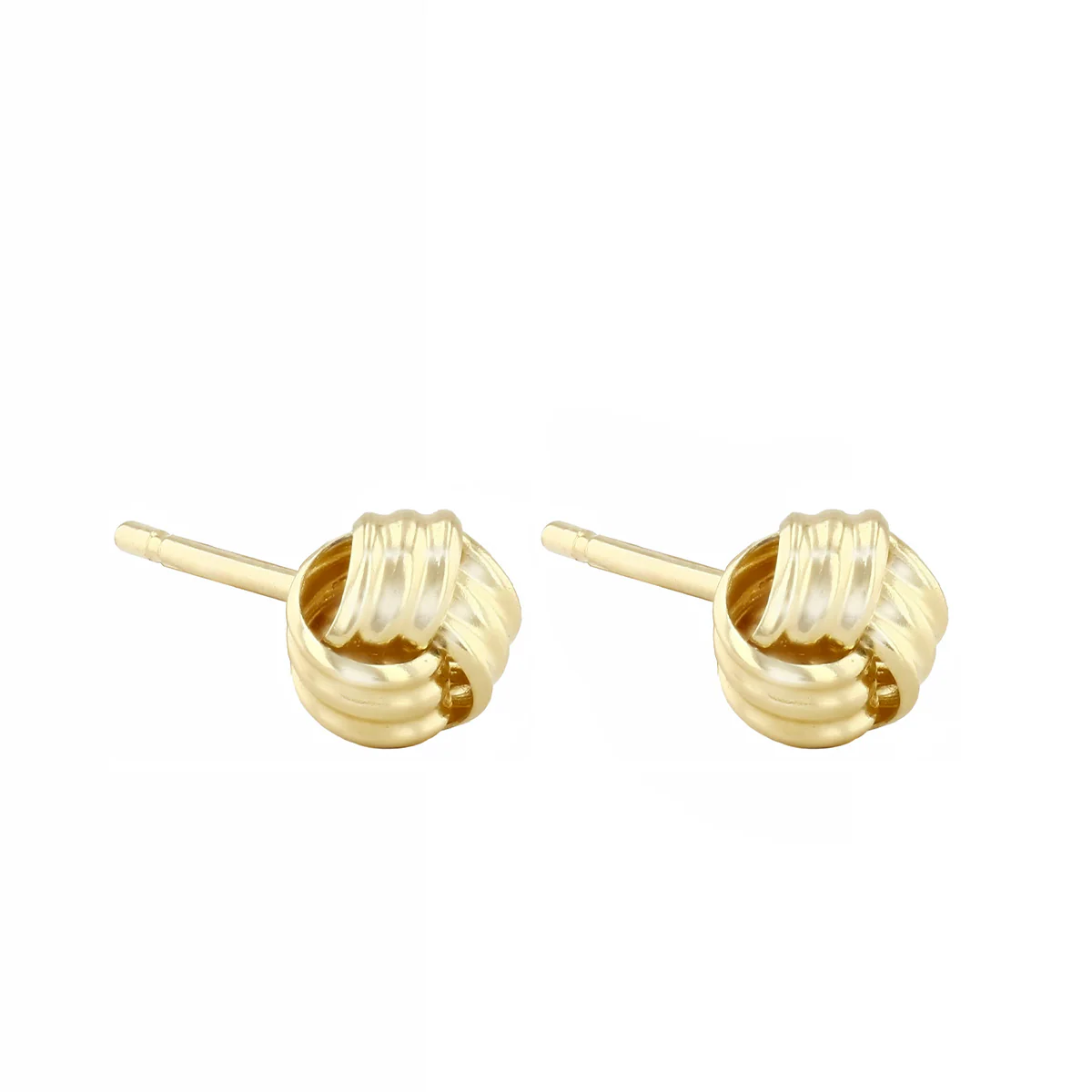 Soleil Collection 5mm Ribbed Knot Stud Earrings | 9K Yellow Gold - Image 4