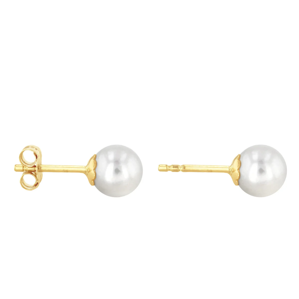 Soleil Collection 6mm Freshwater Pearl Earring and Threaded Necklace Set | 9K Solid Yellow Gold - Image 5