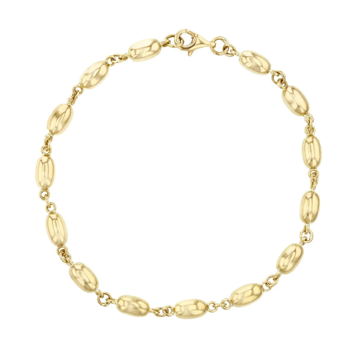 Soleil Collection 7.5" Elongated Bead Shaped Bracelet | 9K Yellow Gold