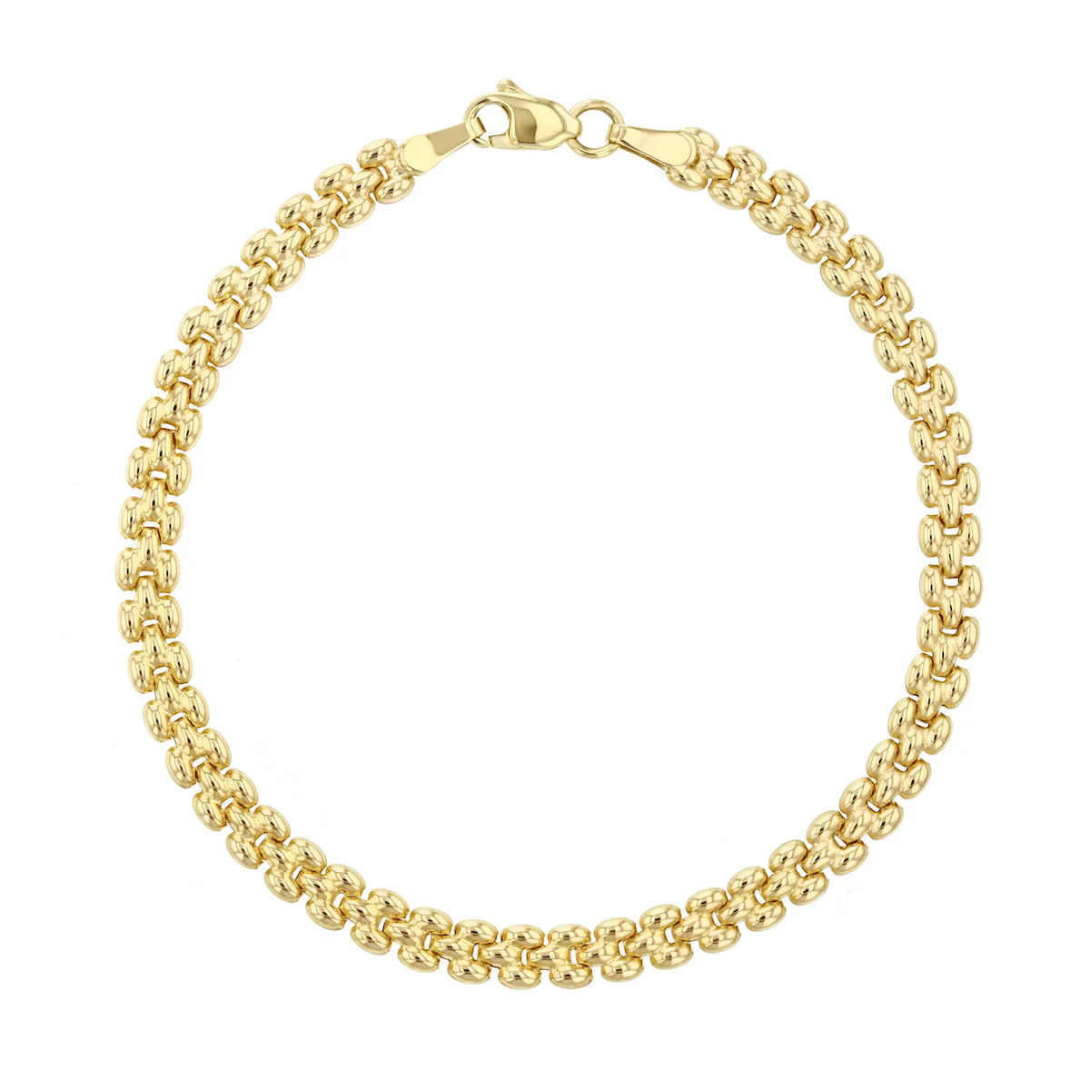 Soleil collection 7.5" Three Row Panthère Link Bracelet | 9K Yellow Gold