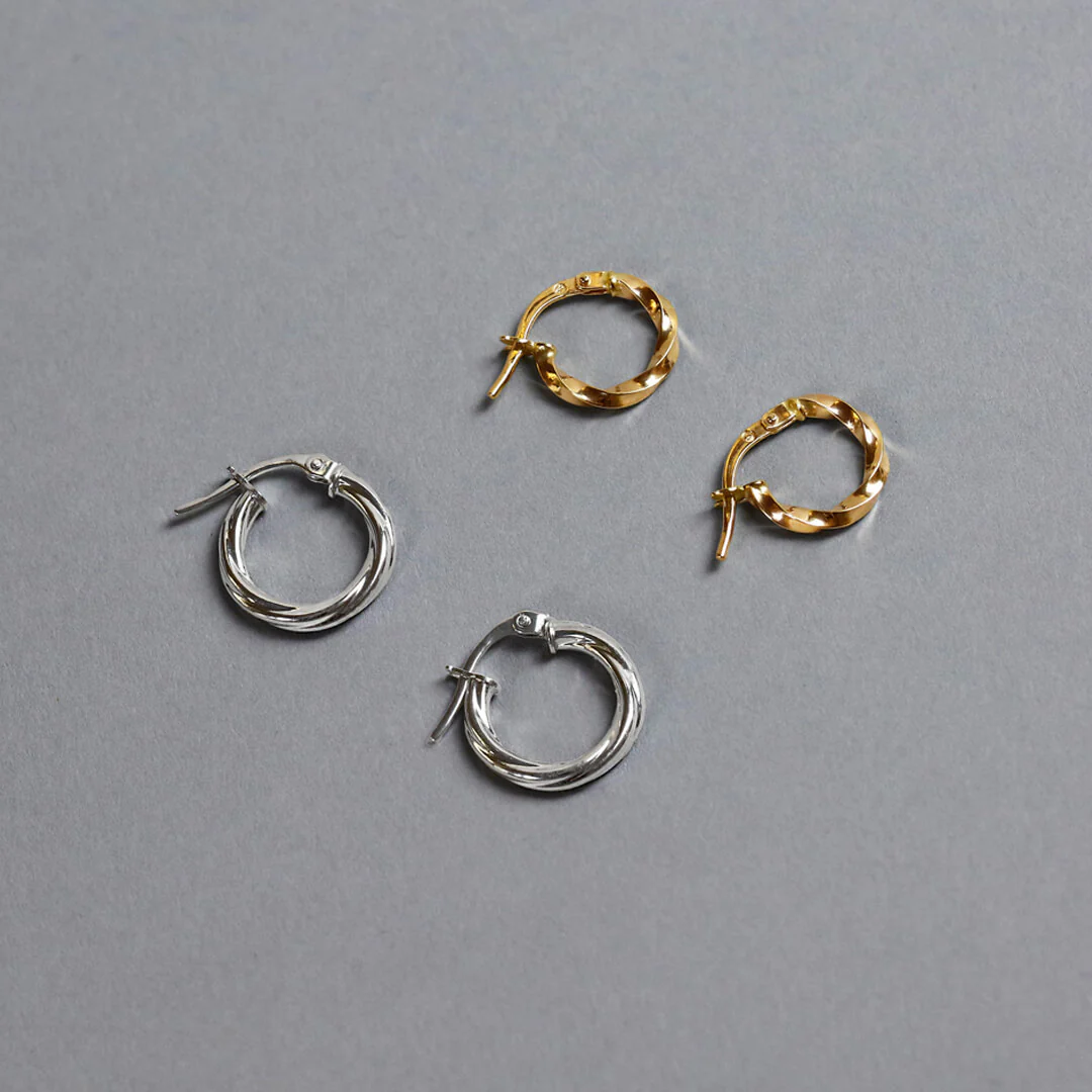 Soleil Collection 8mm Twist Hoop Earrings | 9K Solid Yellow Gold - Image 5