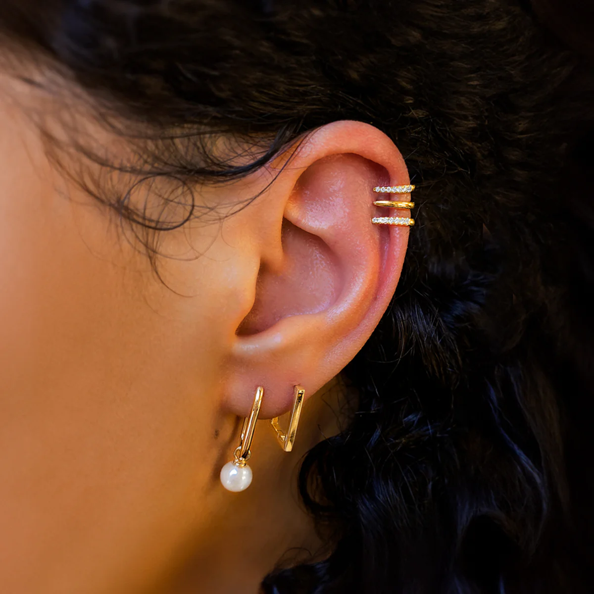 Soleil Collection Angular Hoop Earrings | 9K Solid Yellow Gold - Image 7