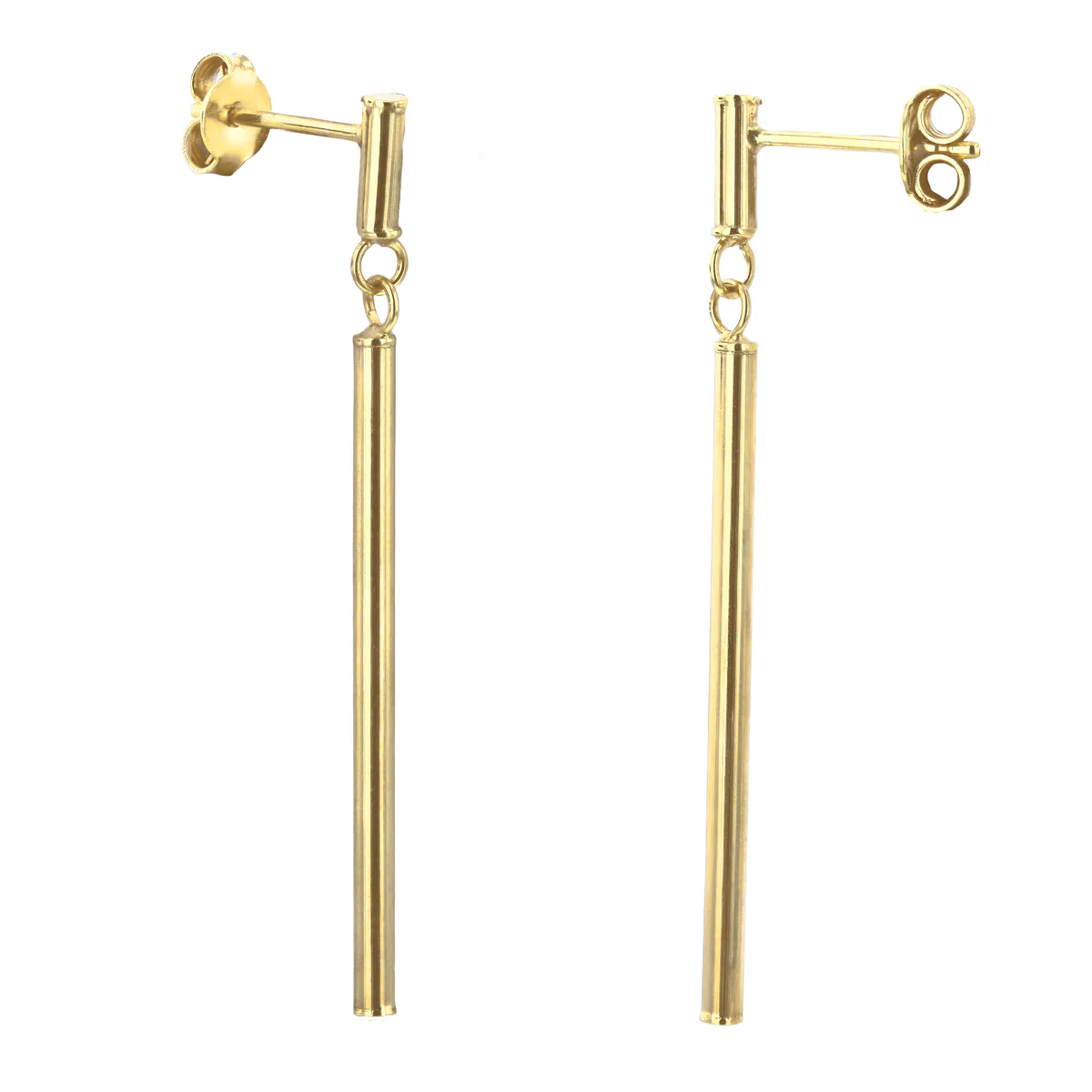 Soleil Collection Bar Drop Earrings | 9K Solid Yellow Gold - Image 2