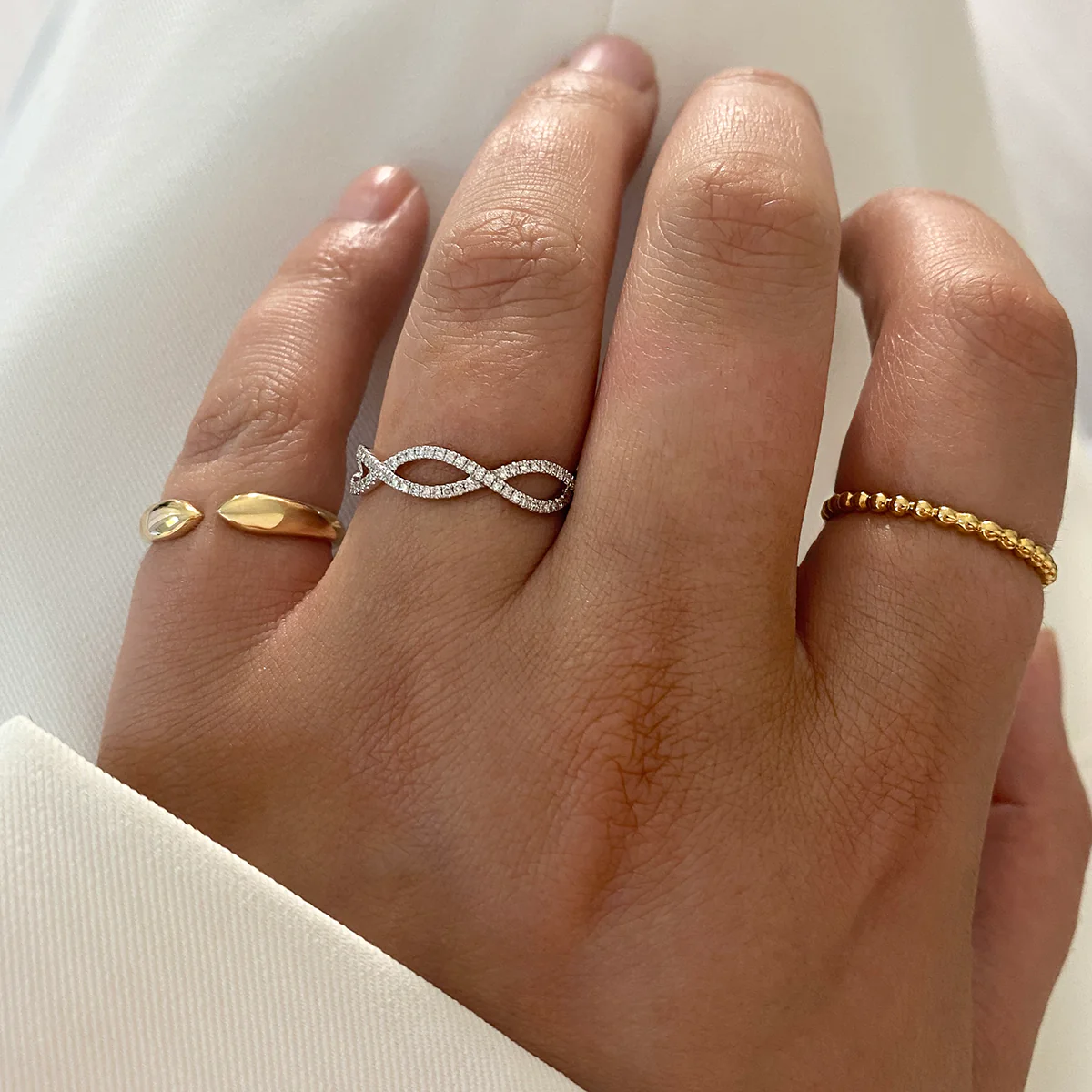 Soleil Collection Beaded Stacking Ring | 9K Solid Yellow Gold - Image 2
