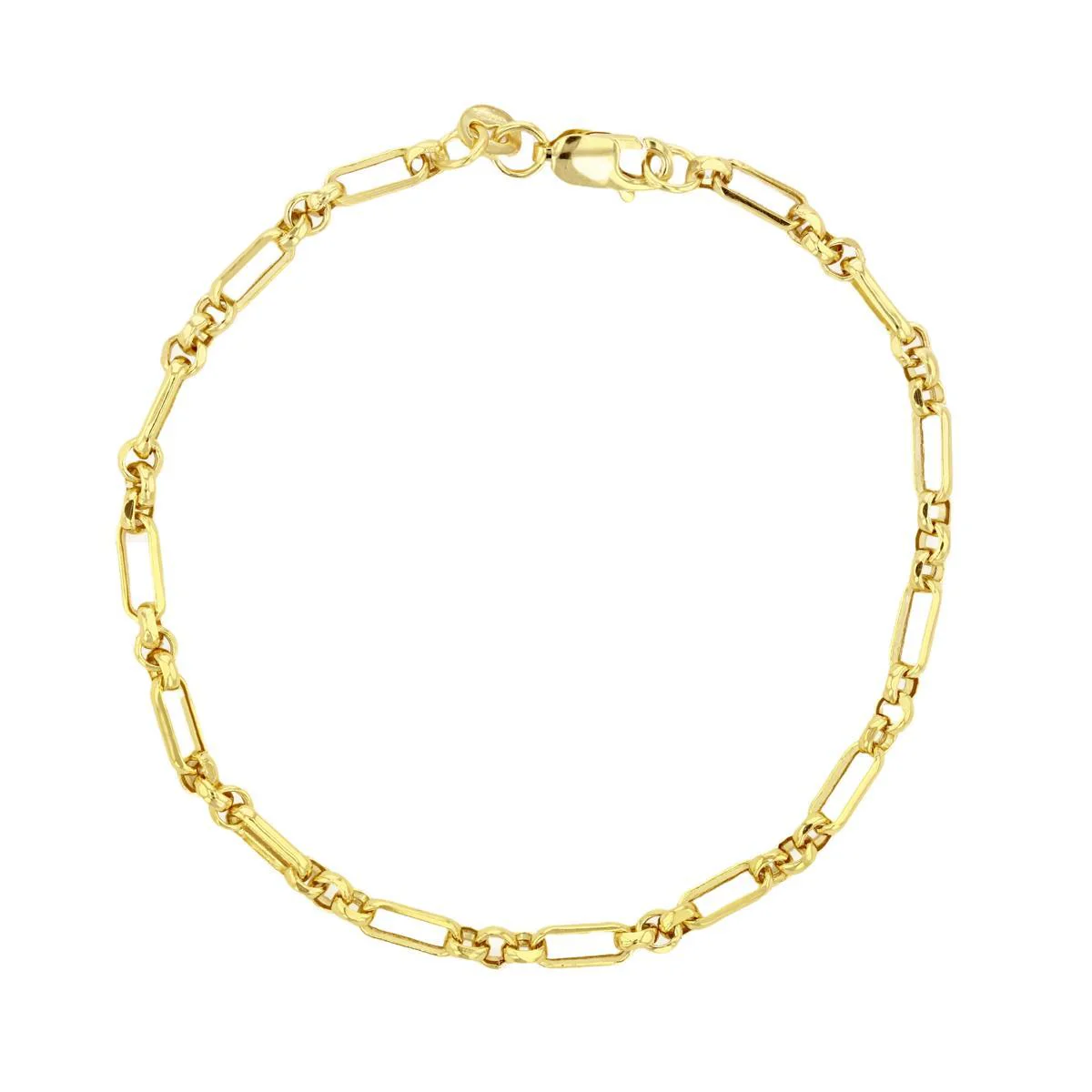 Soleil Collection Belcher & Figaro Bracelet | 9K Solid Yellow Gold
