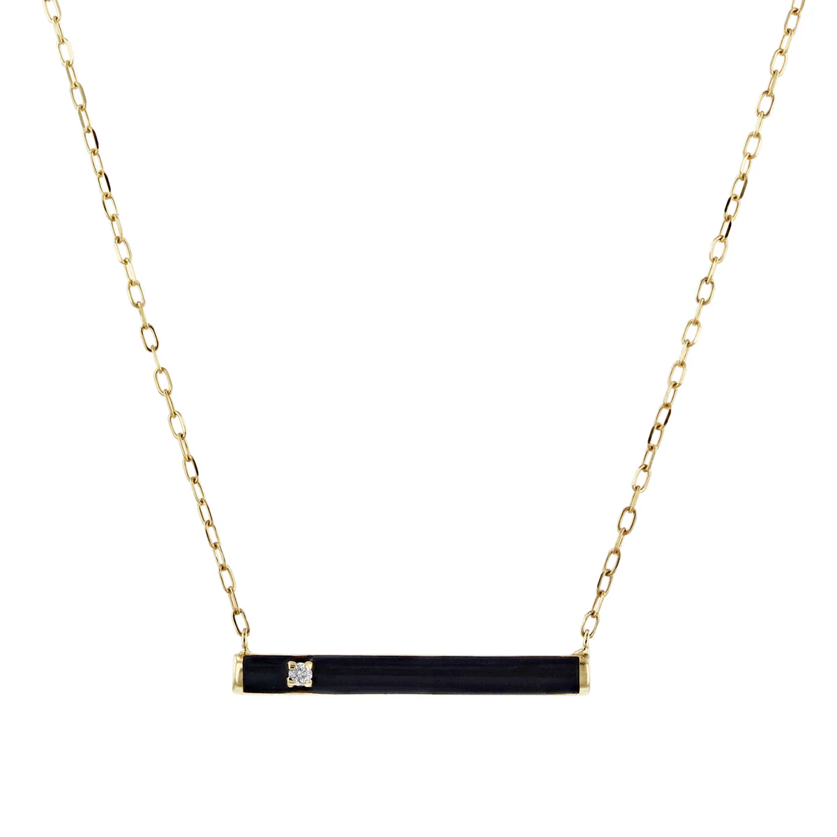 Soleil Collection Black Enamel and Diamond Pendant | 9K Solid Yellow Gold