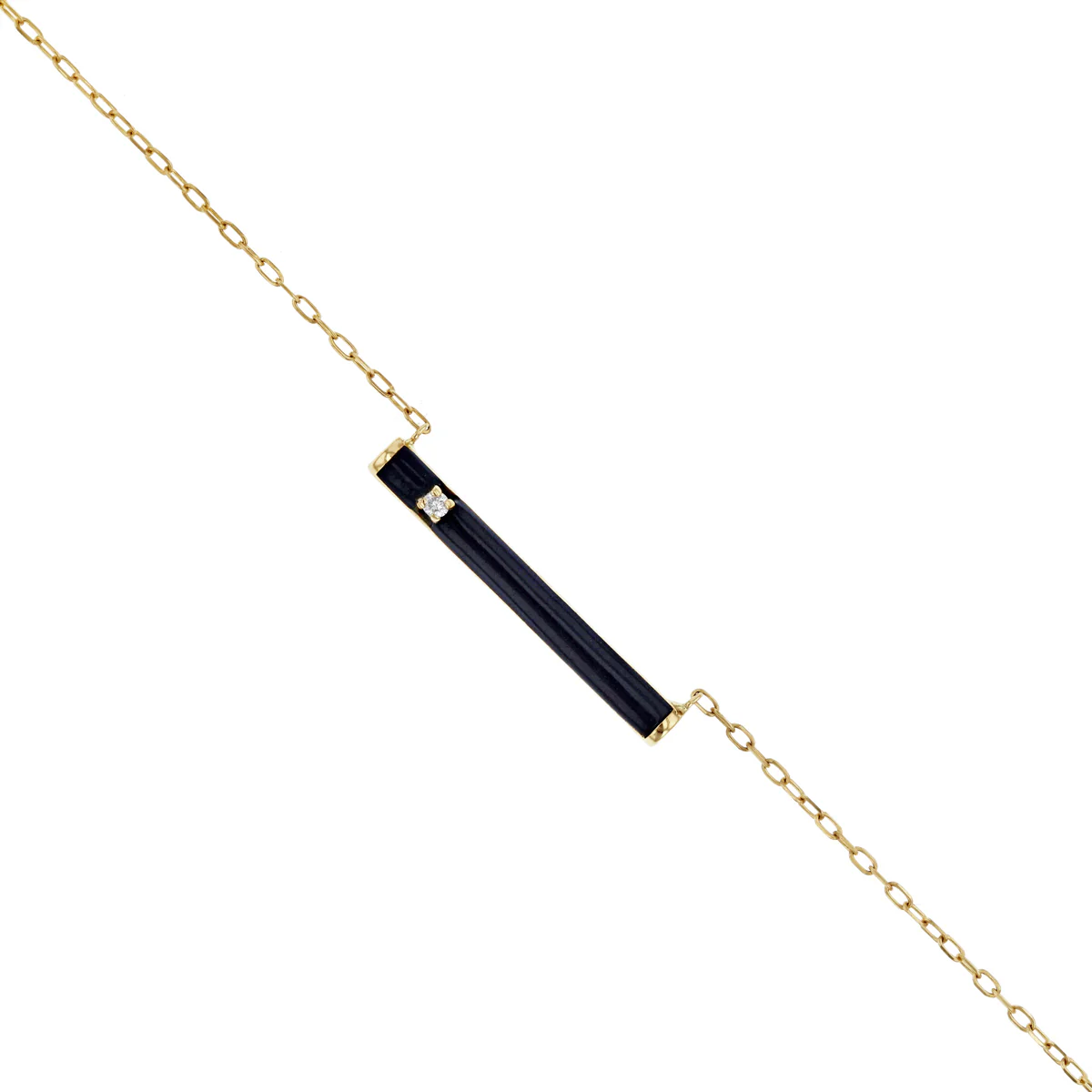 Soleil Collection Black Enamel and Diamond Pendant | 9K Solid Yellow Gold - Image 3