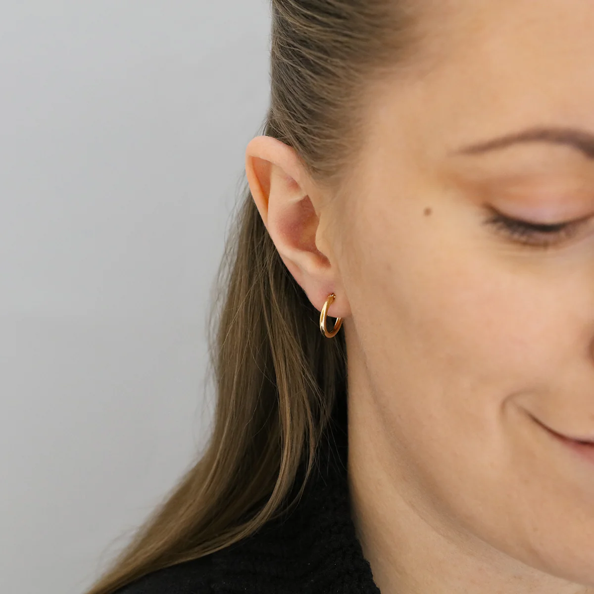 Soleil Collection Classic 10mm Plain Hoops | 9K Yellow Gold - Image 5