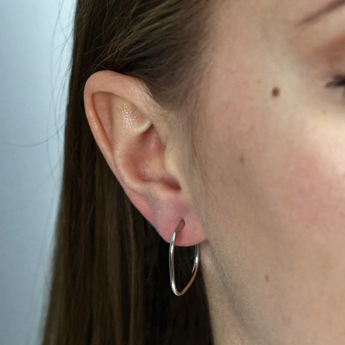 Soleil Collection Cushion Shape Hoop Earrings | 9K Solid White Gold - Image 5