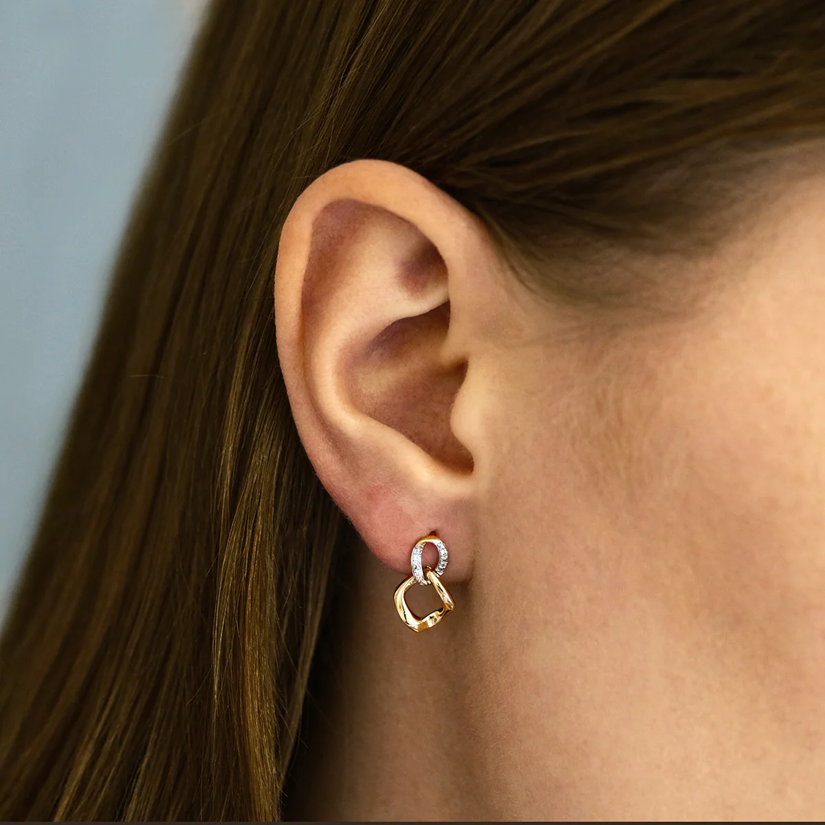 Soleil Collection Diamond Chain Link Earrings | 9K Yellow Gold - Image 5