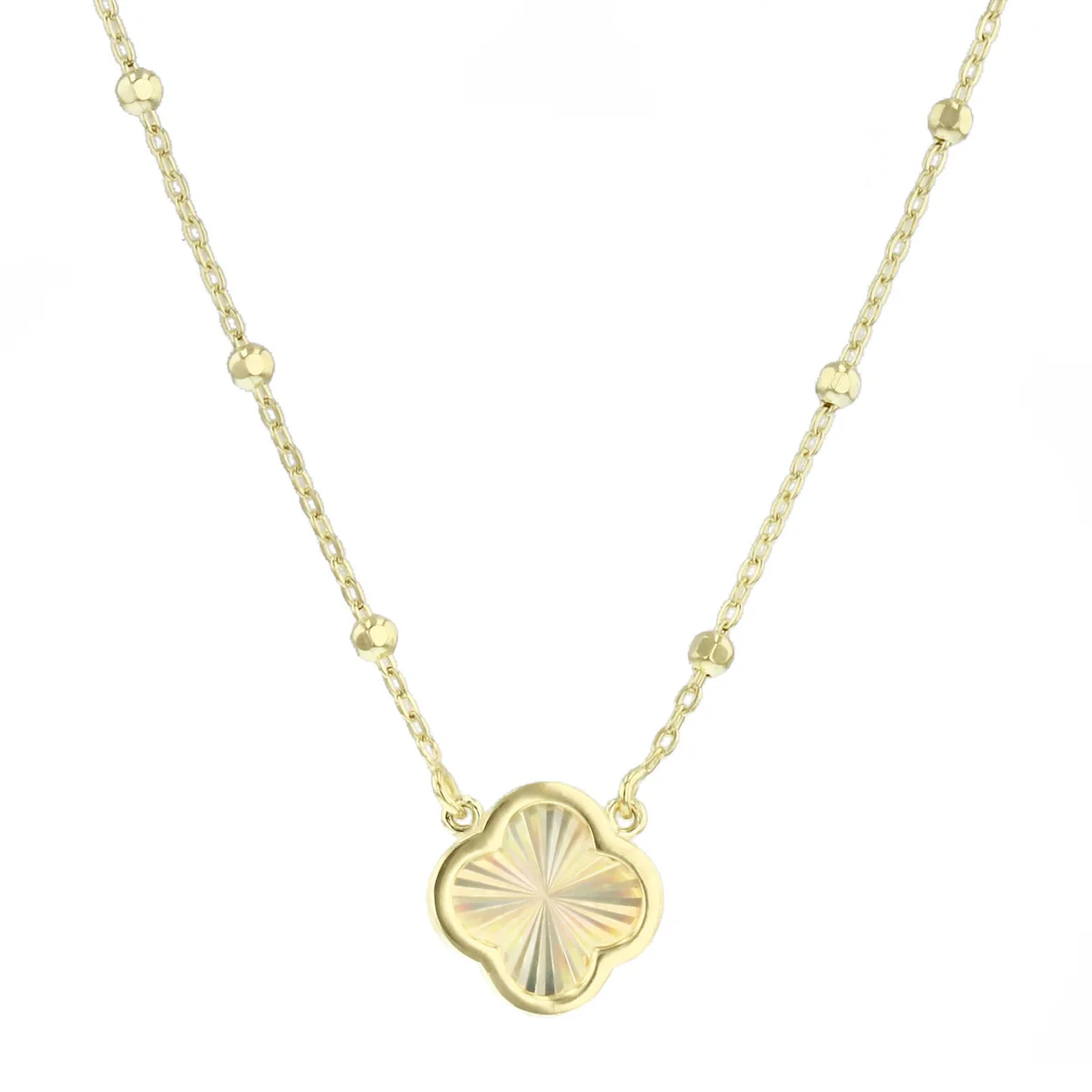 Soleil Collection Diamond Cut Petal Motif Necklace | 9K Yellow Gold
