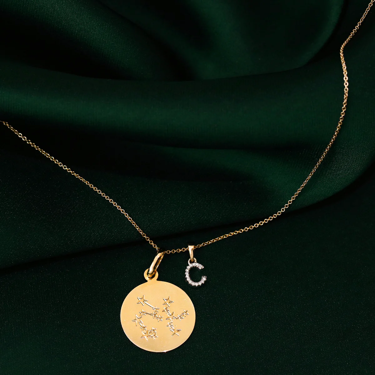 Soleil Collection Diamond Letter and Star Sign Pendant | 9K Solid Yellow Gold - Image 3