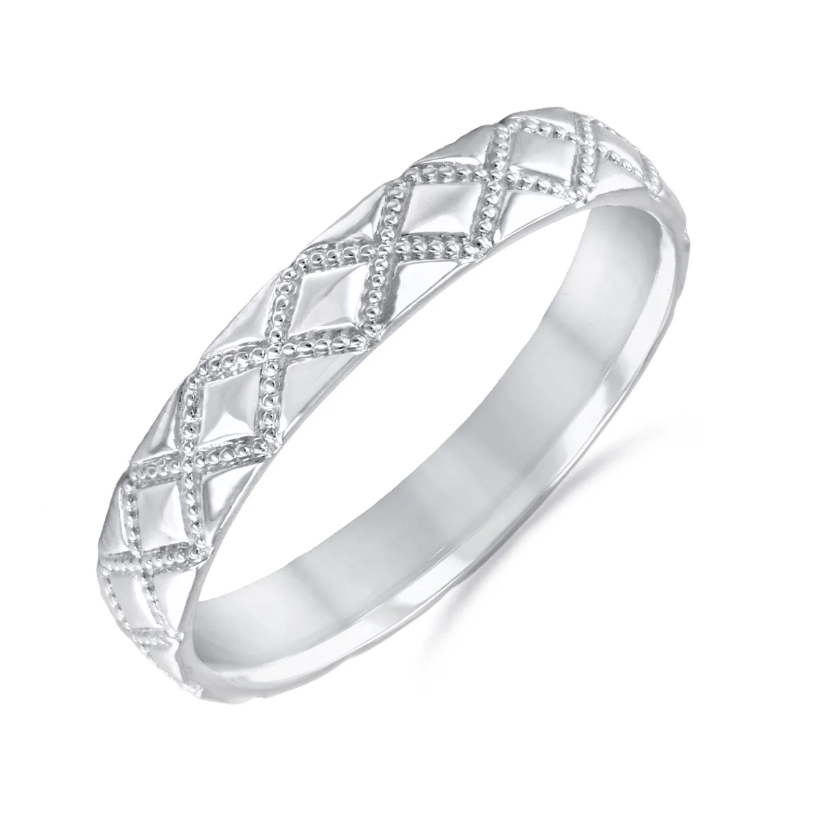 Soleil Collection Diamond Shape Patterned Dress Ring | 9K White Gold