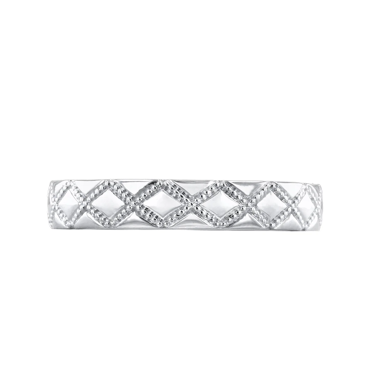 Soleil Collection Diamond Shape Patterned Dress Ring | 9K White Gold - Image 2