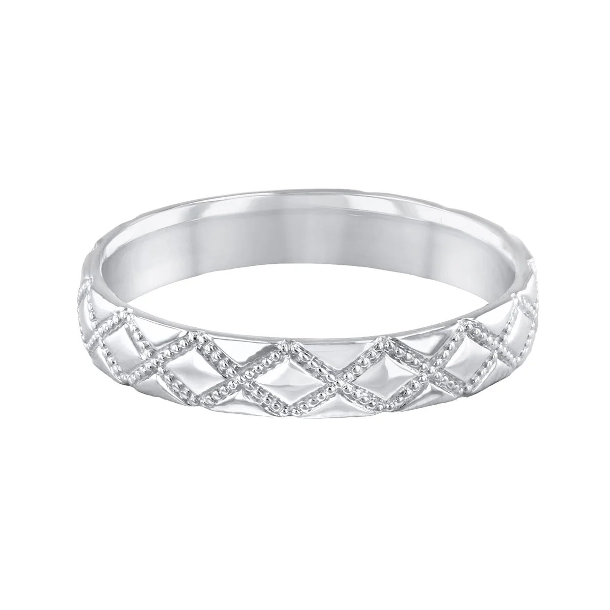 Soleil Collection Diamond Shape Patterned Dress Ring | 9K White Gold - Image 3