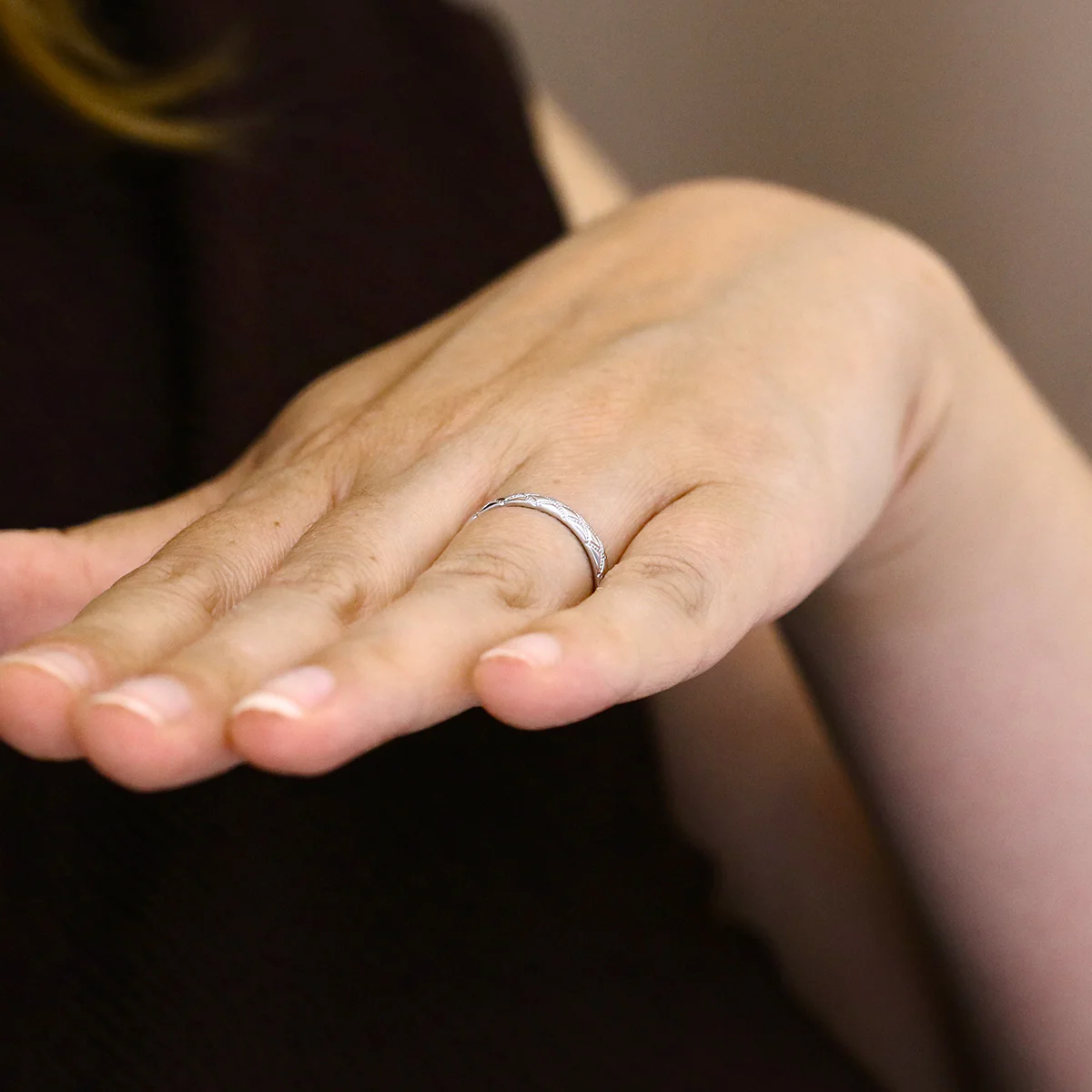 Soleil Collection Diamond Shape Patterned Dress Ring | 9K White Gold - Image 8