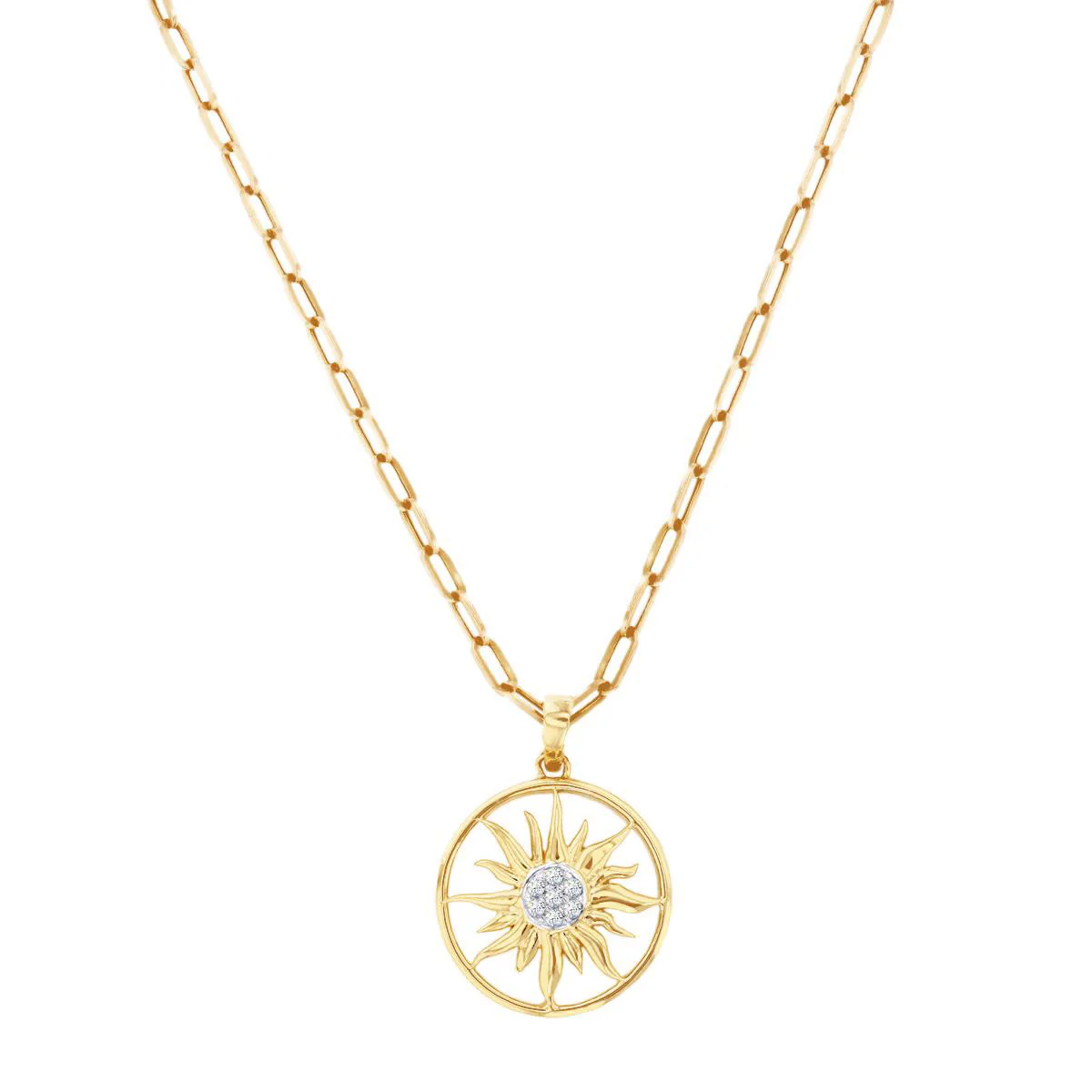 Soleil Collection Diamond Sun Pendant | 9K Solid Yellow Gold