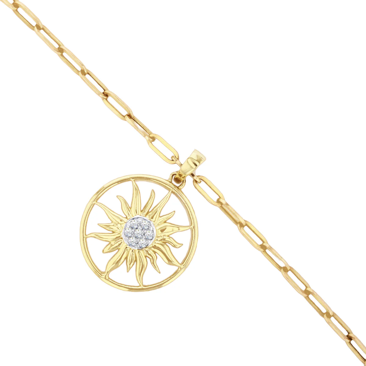 Soleil Collection Diamond Sun Pendant | 9K Solid Yellow Gold - Image 2
