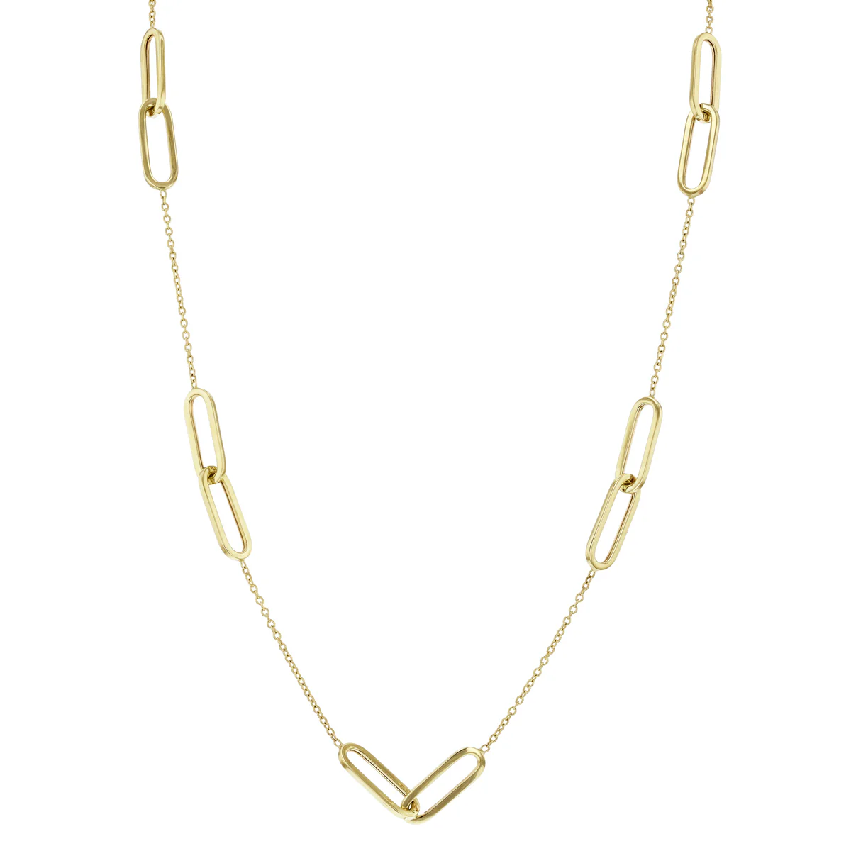 Soleil Collection 18" Double Oval Link Necklace | 9K Solid Yellow Gold