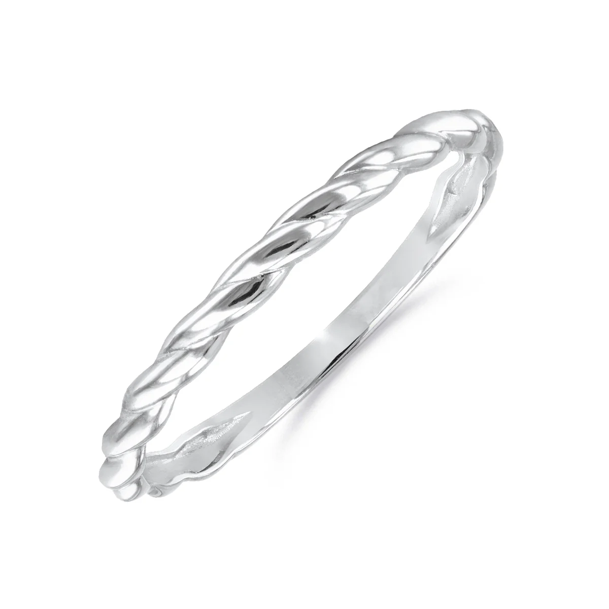 Soleil Collection Fine Twist Ring | 9K Solid White Gold