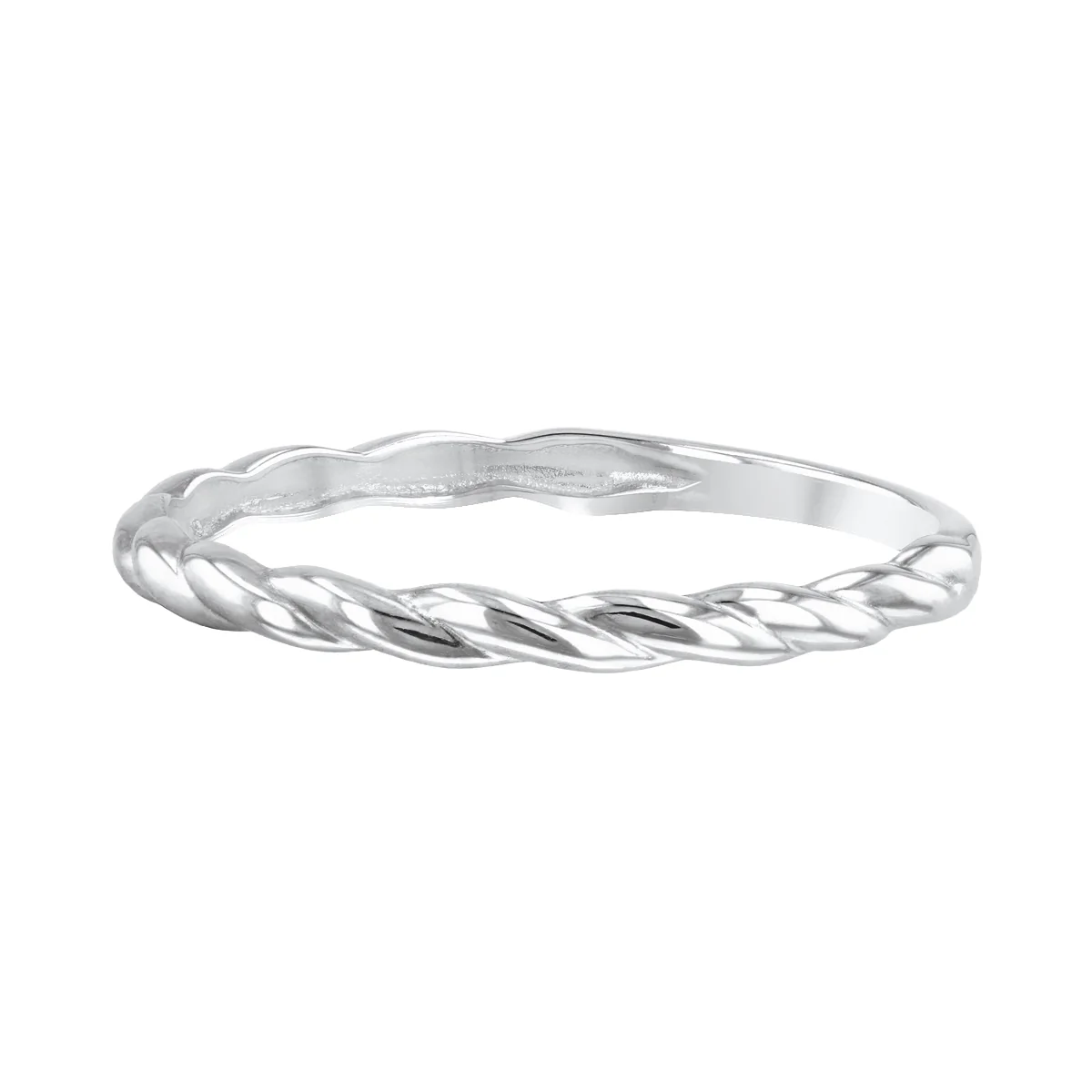 Soleil Collection Fine Twist Ring | 9K Solid White Gold - Image 2