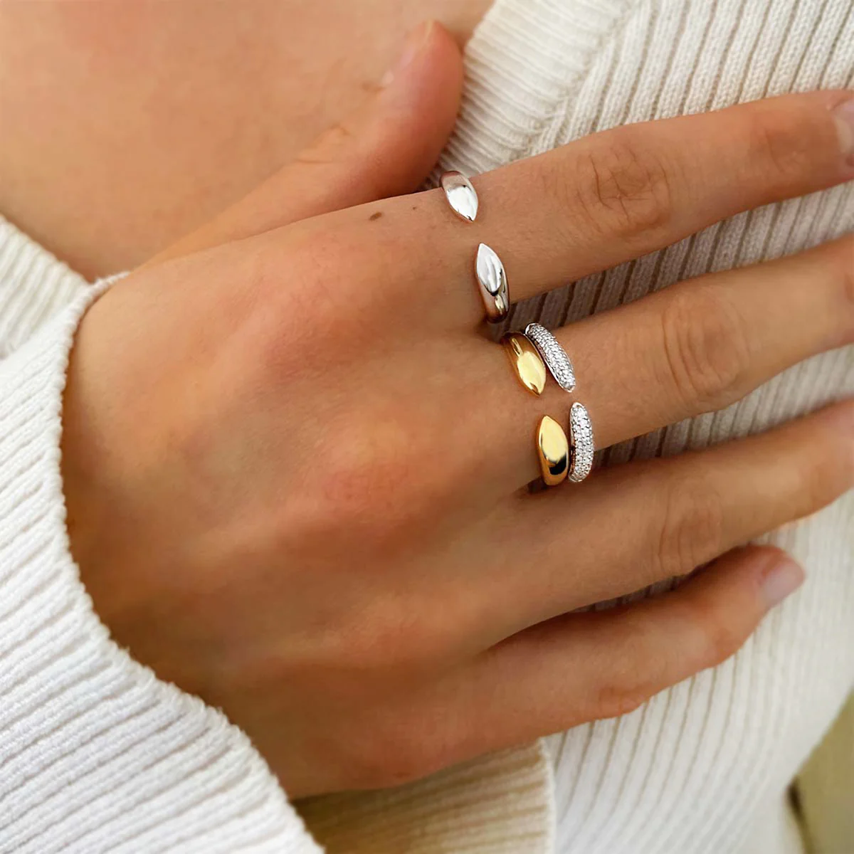 Soleil Collection Gold Claw Stacking Ring | 9K Solid Yellow Gold - Image 7