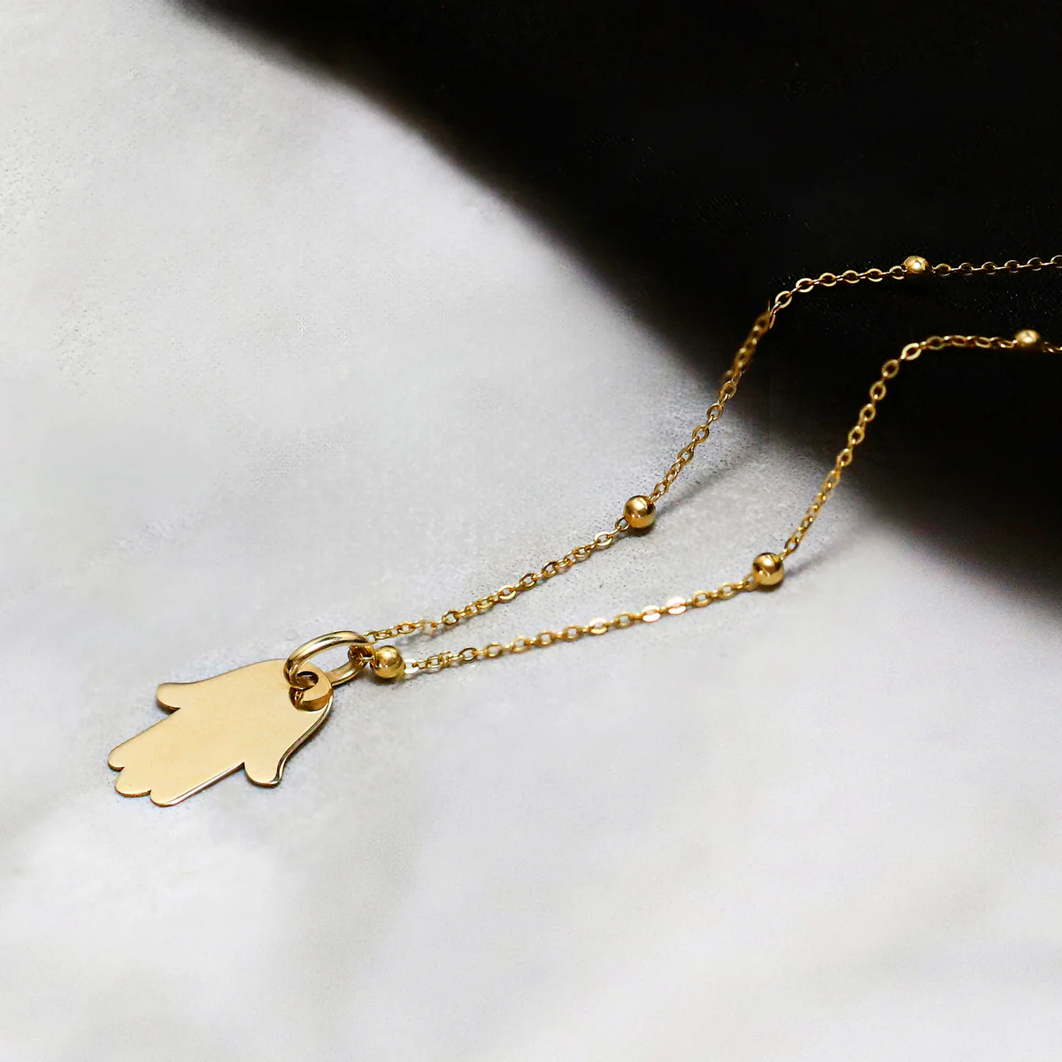Soleil Collection Hamsa Hand Pendant | 9K Solid Yellow Gold - Image 3
