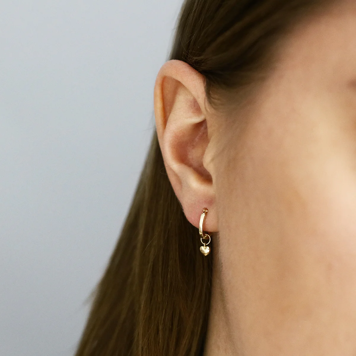 Soleil Collection Heart Charm Hoop Earrings | 9K  Solid Yellow Gold - Image 5