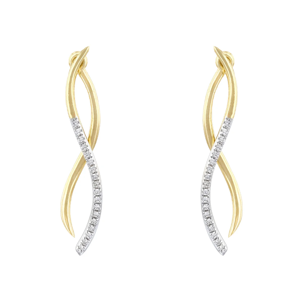 Soleil Collection Interwined 0.07ct Diamond Drop Earrings | 9K Yellow Gold - Image 2
