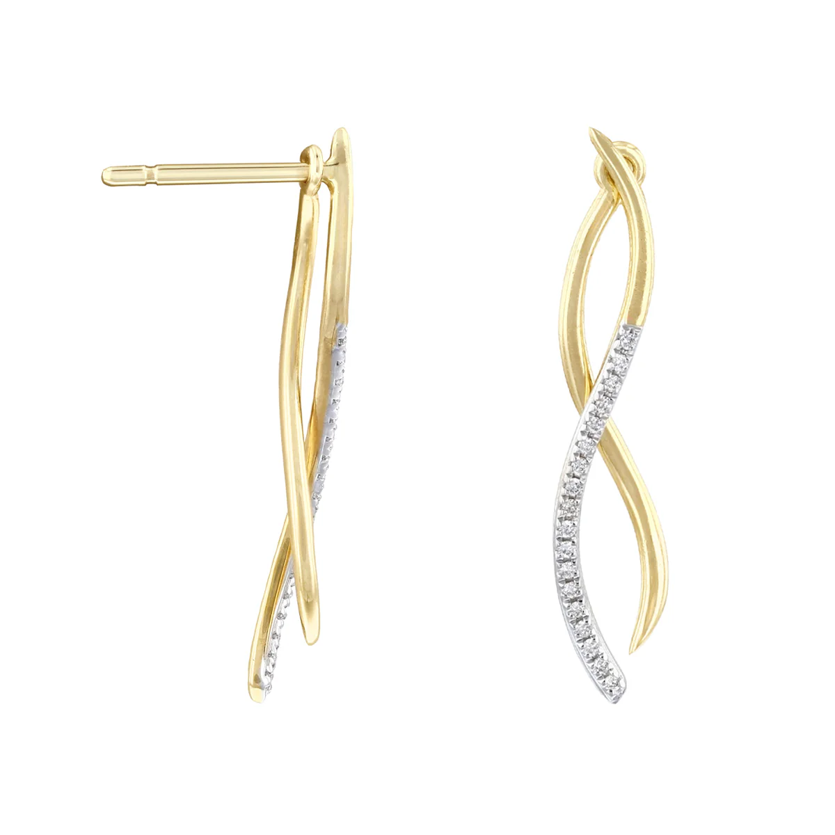 Soleil Collection Interwined 0.07ct Diamond Drop Earrings | 9K Yellow Gold - Image 3