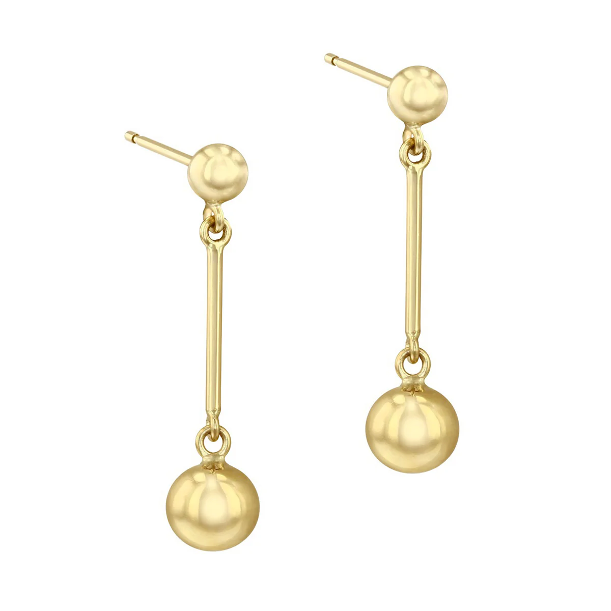 Soleil collection Linear Ball Drop Earrings | 9K Yellow Gold - Image 3