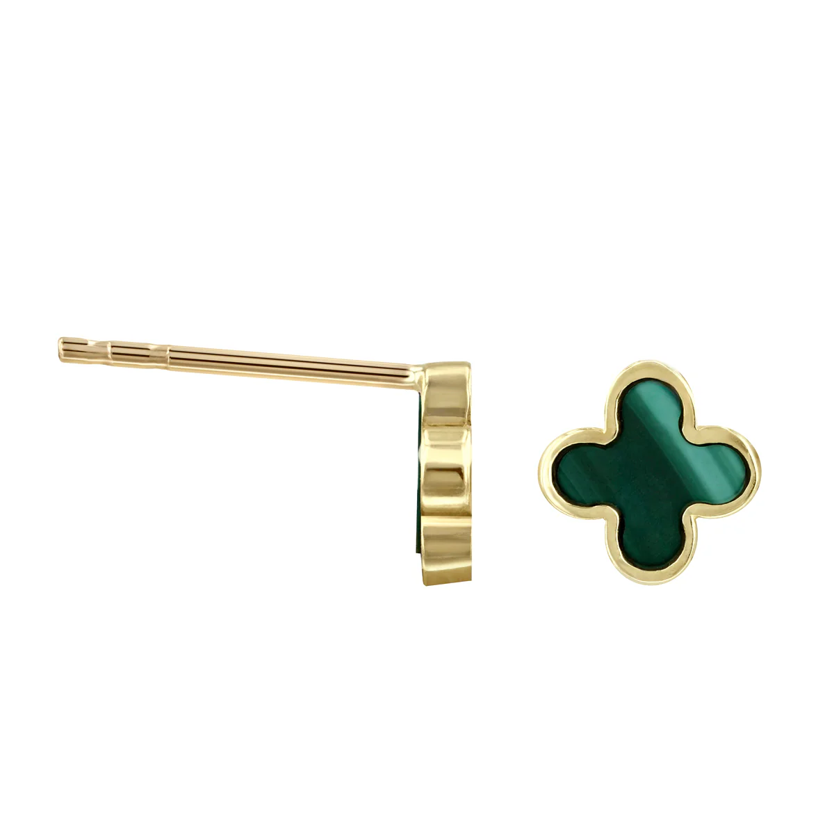 Soleil Collection Malachite Petal Stud Earrings | 9K Solid Yellow Gold - Image 4