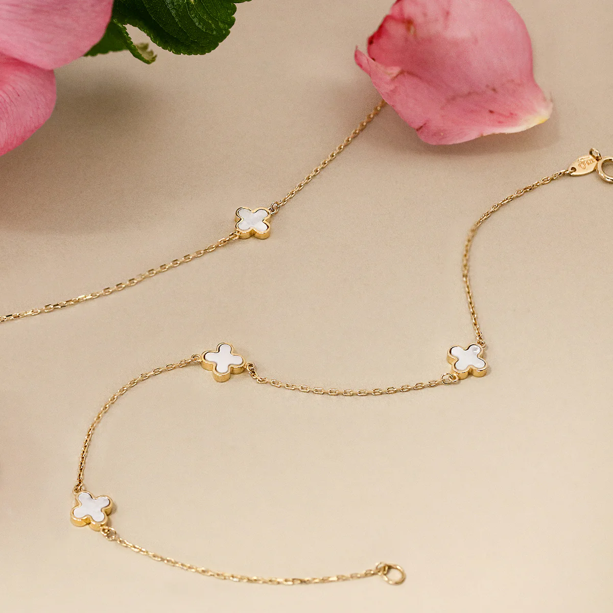 Soleil Collection Mother Of Pearl Petal Bracelet | 9K Solid Yellow Gold - Image 7