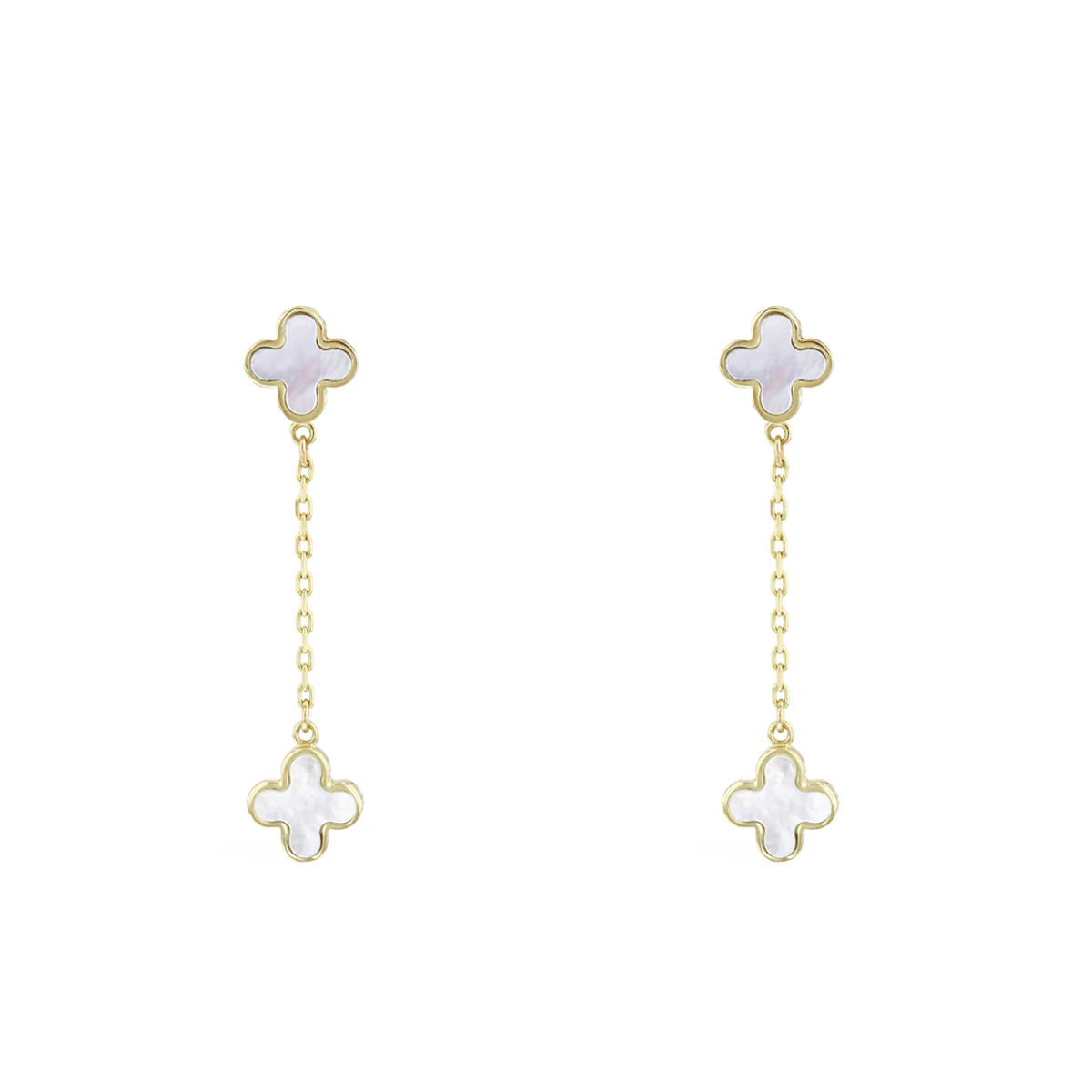 Soleil Collection Mother of Pearl Petal Drop Earrings | 9K Solid Yellow Gold