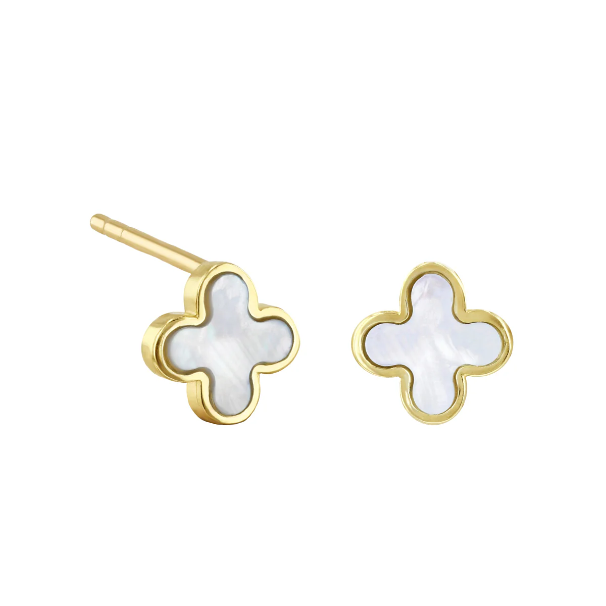 Soleil Collection Mother of Pearl Petal Stud Earrings | 9K Solid Yellow Gold