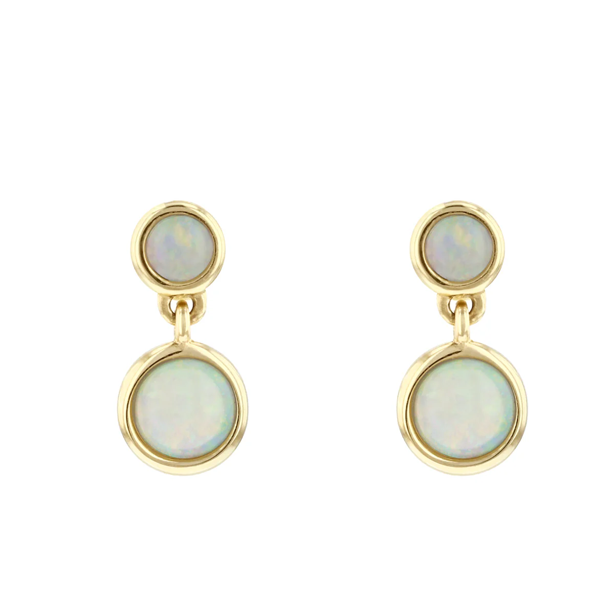 Soleil Collection Opal Double Drop Earrings | 9K Solid Yellow Gold - Image 2