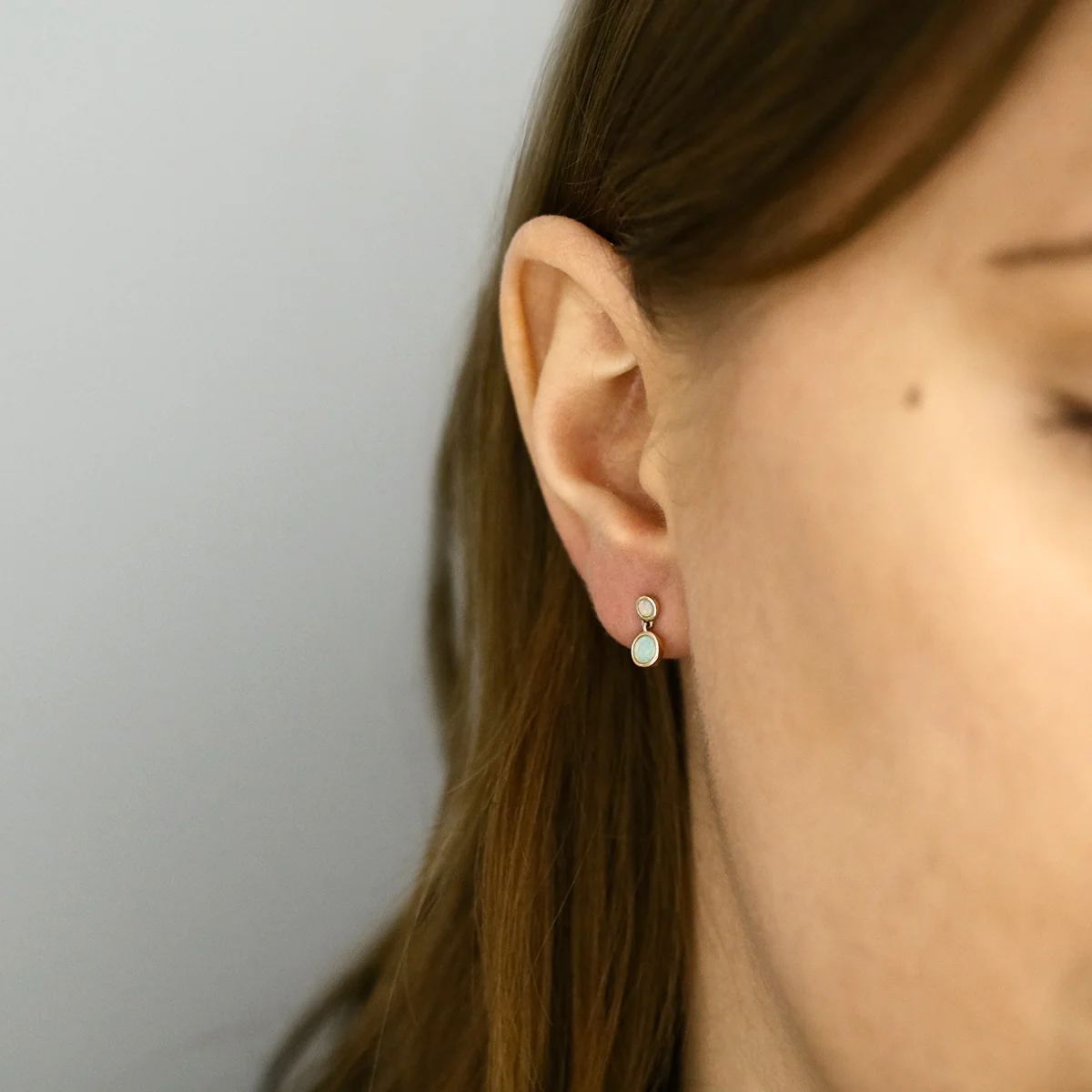 Soleil Collection Opal Double Drop Earrings | 9K Solid Yellow Gold - Image 5