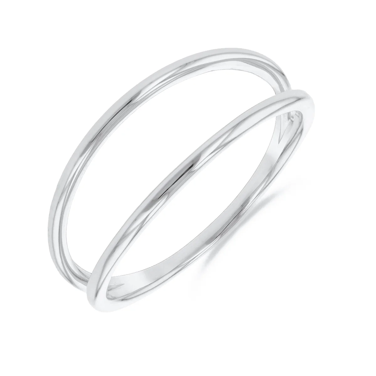Soleil Collection Open Double Row Ring | 9K Solid White Gold