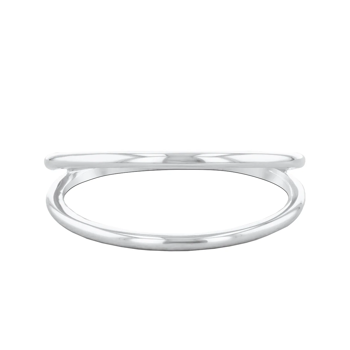 Soleil Collection Open Double Row Ring | 9K Solid White Gold - Image 2