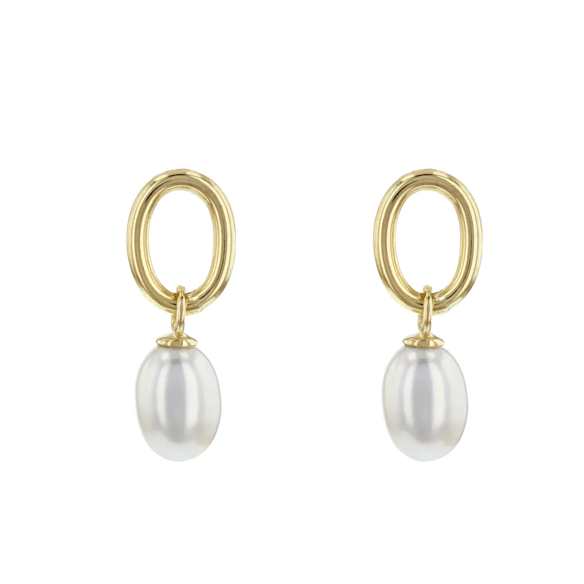 Soleil Collection Oval Baroque Freshwater Drop Earrings | 9K Solid Yellow Gold - Image 2