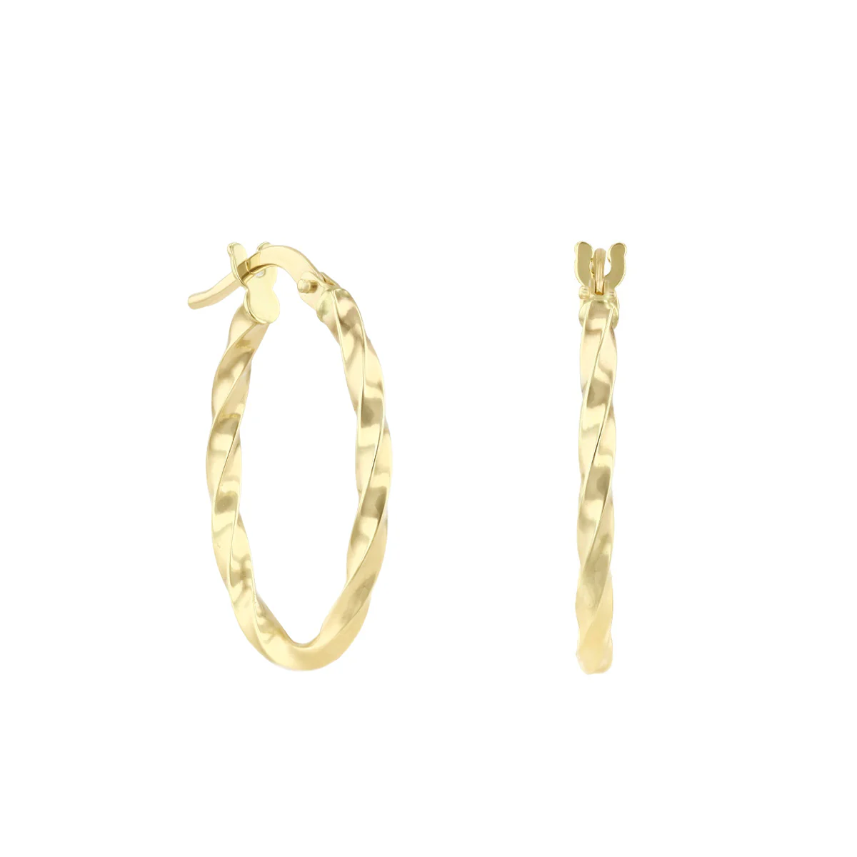 Soleil Collection Oval Twist Hoop Earrings | 9K Yellow Gold
