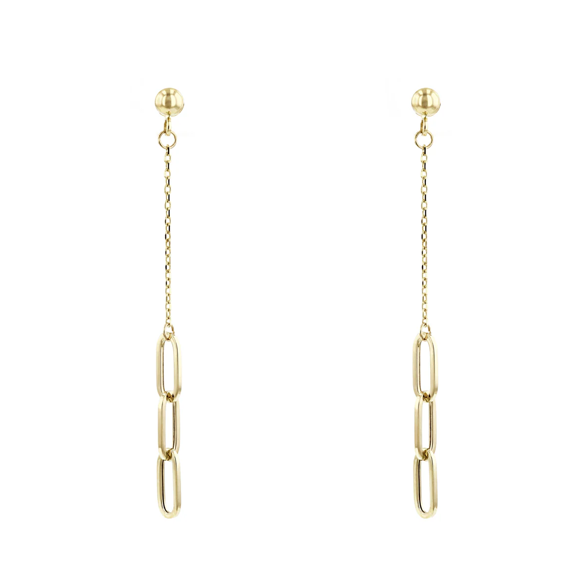 Soleil Collection Paperclip Drop Earrings | 9K Solid Yellow gold - Image 3