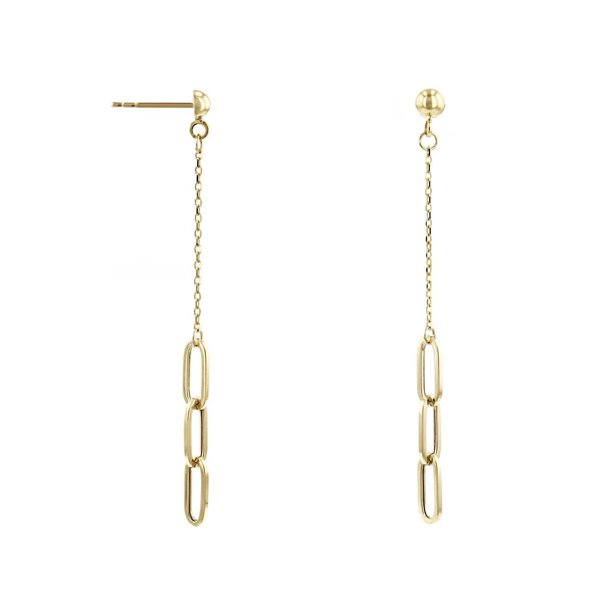 Soleil Collection Paperclip Drop Earrings | 9K Solid Yellow gold - Image 4