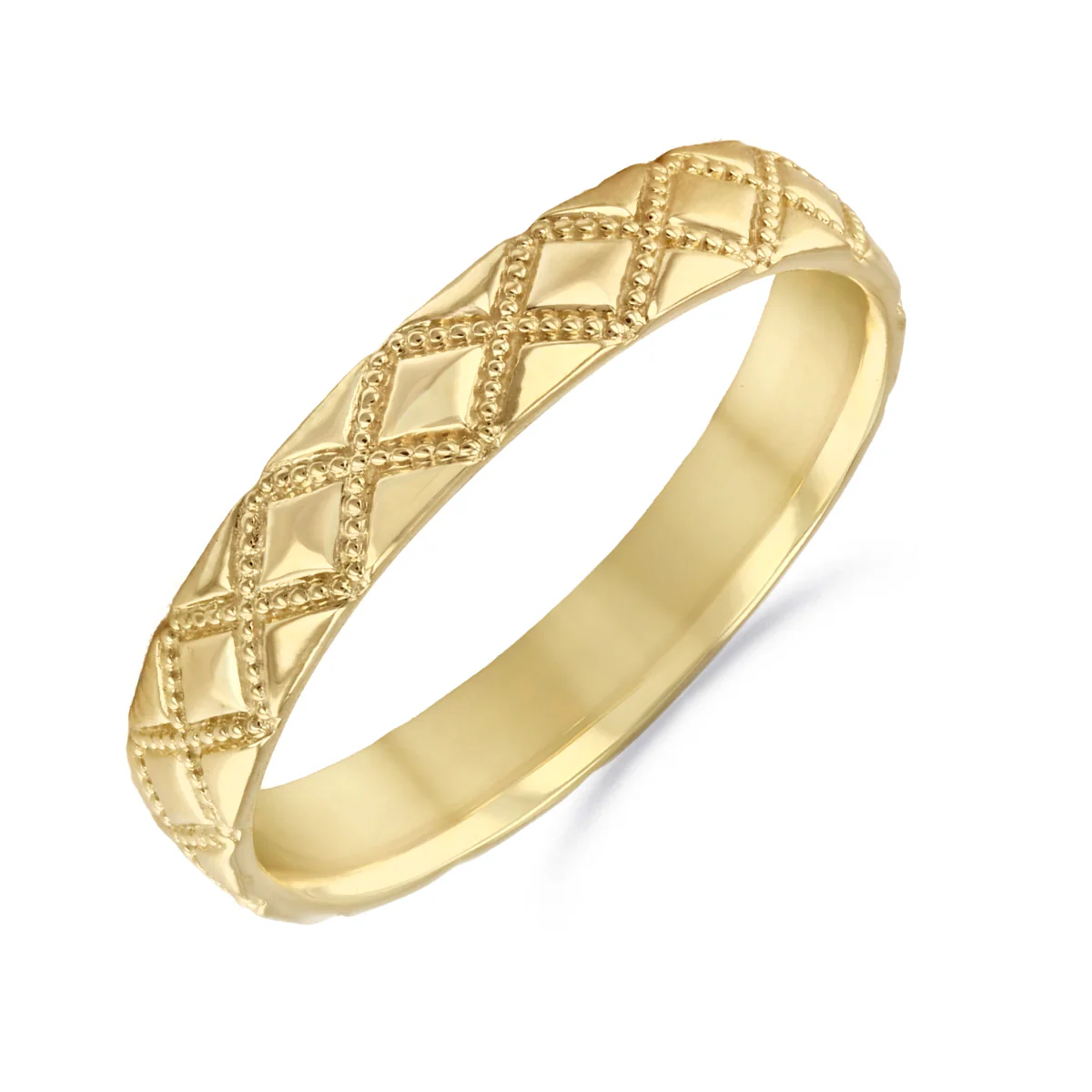 Soleil Collection Diamond Shaped Patterned Dress Ring | 9K yellow Gold