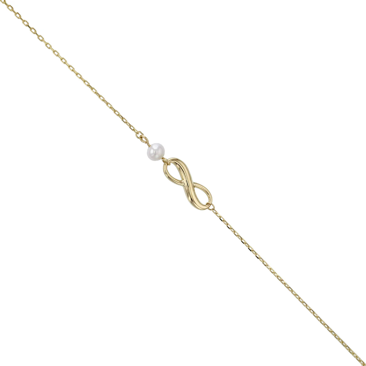Soleil Collection Pearl infinity Bracelet | 9K Solid Yellow Gold - Image 2